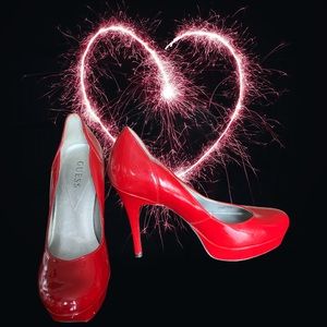 Guess Red Patent Leather Shoes Size 8